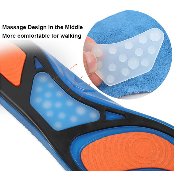 Amazon High Elastic Shock Absorption Plantar Fasciitis Relief Foot Care Silicone Gel Sneaker Insole ZG -321