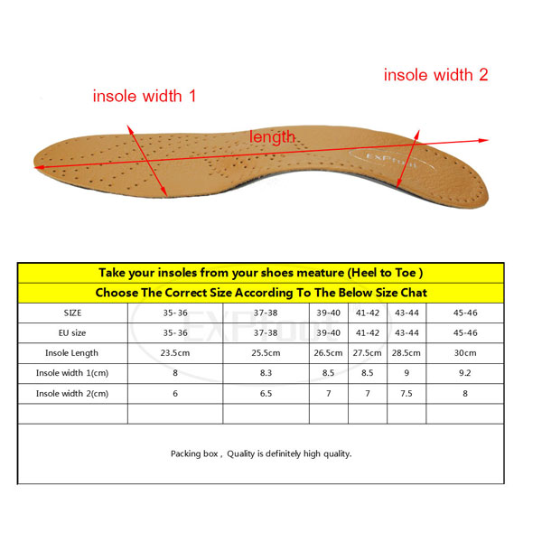 Conforto Cow Leather Arch Support Orthotics Full length Insoles for Adults ZG -1861