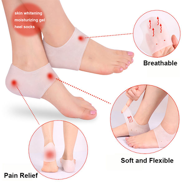 Gel de silício Gel Heel Sock Protector para a Pele rachada a seco Humor Foot Care com almofada anti - deslizamento ZG -403